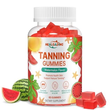 HEALOADING Tanning Gummies Supplement for Adults: Daily Tanning Gummies with Astaxanthin, Collegen, Lycopene, zinc (Citrate), Vitamin for Tanning Supplement Skin Health & Glow Reduce Sun Sensitivity