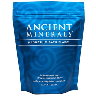 Ancient Minerals Magnesium Bath Flakes of Pure Genuine Zechstein Chloride - Resealable Magnesium Supplement Bag That Will Outperform Leading Epsom Salts 1.65 lbs