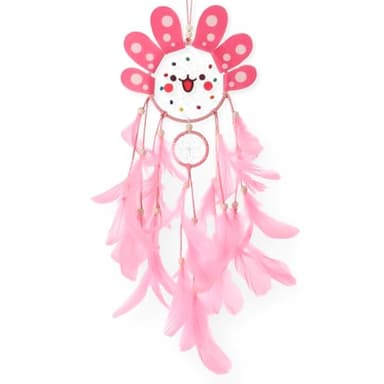 Geelin Axolotl Dreamcatcher Wall Decor Cute Animal Wall Hanging Dreamcatcher with Feather Axolotl Birthday Party Handmade Gifts for Girls Room Bedroom DIY Decor