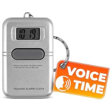 Talking Clock for Blind Elderly – Easy to Use Talking Clock Keychain for Visually Impaired with LCD Display, Built-in Alarm, Compact & Portable – Time Voice Announcement | Gifts for Blind People