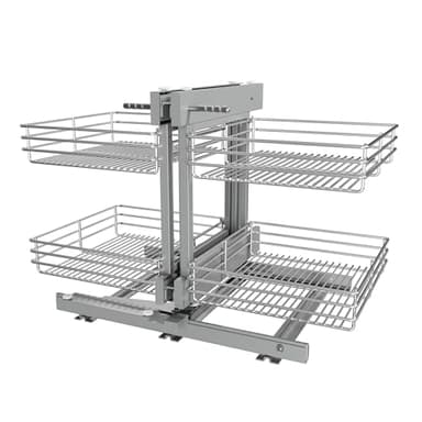 STORKING Blind Corner Cabinet Pull Out 2 Tier, Left & Right Blind Corner Cabinet Organizer for 18" W, Cabinet Pull Out 4 Shelves, Chrome, Slide Out Drawers for Kitchen or Bathroom Cabinets
