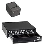 POS Hardware Bundle - Cash Drawer and Thermal Receipt Printer, Compatible with Square Stand and Register