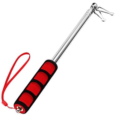 5 Feet Red Telescopic Handheld Flagpoles, ANLEY Portable Staff with Clips - Lightweight Extendable Stainless Steel with Anti-Slip Grip - Collapsable Flag Pole for Tour Guides & Pointer for Teachers