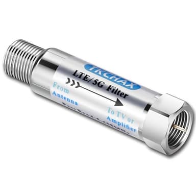 TKCHAX LTE Filter for TV Antennas,Reduce Pixelation and Signal Interference from 4G, 5G, and LTE Networks, Brass Construction with Nickel Plating,Passband 5-608 MHz, Indoor & Outdoor Use