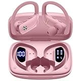 bmani Wireless Earbuds Bluetooth Headphones 48hrs Play Back Sport Earphones with LED Display Over-Ear Buds with Earhooks Built-in Mic Headset for Workout Pink