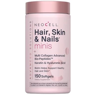 NeoCell Hair Skin and Nails Vitamins with Collagen | 150 Softgels | Advanced Bio-Ppetides with Keratin & Hyaluronic Acid | Beauty Complex Supplement