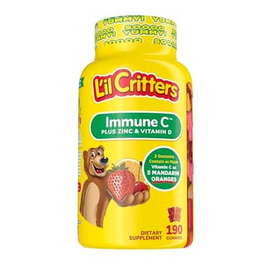 L'il Critters Kids Immune C Gummy Supplement with Vitamin C, Zinc and Vitamin D3 for Immune Support, 190 ct (95-190 day supply), 4 delicious flavors from America’s Number One Gummy Vitamin Brand