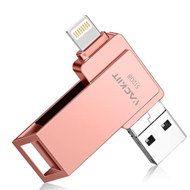 MFi Certified 512GB Flash Drives 3.0 High Speed 3ni1 USB Stick External Storage Compatible for iPhone/PC/iPad/Android/More Devices for Photos and Videos Transfer Storage Backup(512GB-Pink)