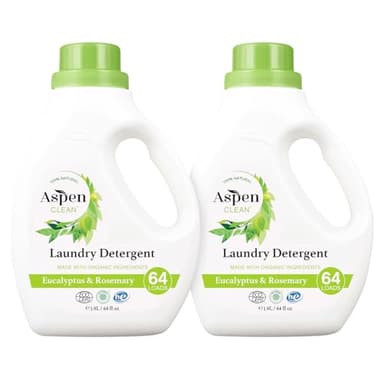 AspenClean Natural Laundry Detergent Eucalyptus & Rosemary - 100% Natural, Organic, HE Liquid Laundry Detergent - Vegan, Cruelty-Free, Biodegradable - Safe for Babies, Pets & Kids - EWG Certified (2