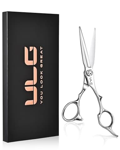 ULG Professional Hair Cutting Scissors 6.7”, Japanese 440C Stainless Steel, Barber Shears with Adjustable Tension Screw, Ergonomic Offset Handle, Razor Sharp Blades for Salon & Home Use