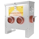 Automatic Chicken Feeder No Waste Metal Poultry Feeder Large Capacity 25lbs for Chickens, Geese, Ducks, Turkeys, Quails (4-Port)