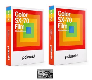 Polaroid Color Glossy Instant Film for Polaroid SX70 Cameras - 2 Pack with Microfiber Cloth