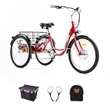 DWMEIGI Step Thru Electric Tricycle for Adult, 350W 36V 13AH Electric Trike 7 Speed with 24" Wheel for Men Women