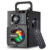 TOMPROAD Bluetooth Speaker, Portable Bluetooth Speakers with Subwoofer Wireless Stereo Sound Rich Bass Outdoor Party Speakers Support Remote Control FM Radio LED Lights