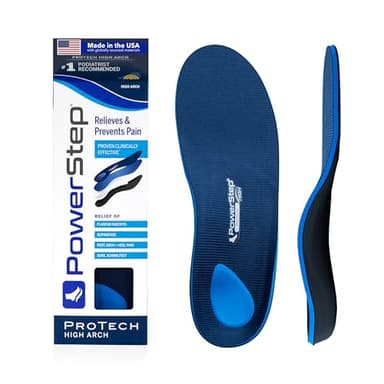 PowerStep ProTech Full Length High Orthotic Insoles - Medical Grade High Arch Support Inserts for Plantar Fasciitis Relief- Made in USA - Maximum Cushioning for Supination (M 8-8.5 W 10-10.5)