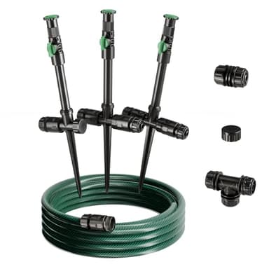 Lizjarol Flexible Sprinkler System, Above Ground DIY Irrigation Kit, Multi-Adjustable Lawn Sprinkler Set, Ideal for Plant and Flower Bed Watering, 30ft Garden Hose Included