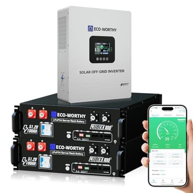 ECO-WORTHY Home Power Station Backup Power,10240Wh LiFePO4 Battery Support Communication、Bluetooth and WiFi,AC 5000W Inverter, 2Hr/5Hr Fast Charge,for Home Backup,Emergency,Solar System Components