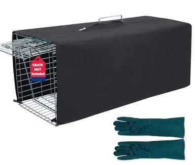 Deblue Feral Cat Trap Cage Cover, 32" Cage Trap Cover for Live Animals with Bite Proof Gloves, Large Trap Cage Cover for 1 Door Humane Trap Cage-(NO CAGE)