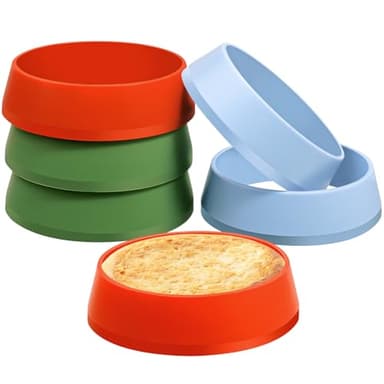 KOLUTI 6 Pack 3.15 Inch Nonstick Silicone English Muffin Rings, Durable Round Frying Egg Patty Omelette Cooker Mold, Circle Ring for Crumpet Pancake Pastry Cookie Baking, BPA Free and 3 Colors