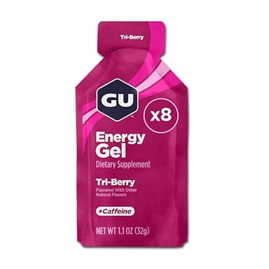 GU Energy Original Sports Nutrition Energy Gel, Vegan, Gluten-Free, Kosher, and Dairy-Free On-the-Go Energy for Any Workout, 8-Count, Tri-Berry