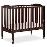 Dream On Me 2 in 1 Portable Folding Stationary Side Crib in Espresso, Greenguard Gold Certified 40x26x38 Inch (Pack of 1)