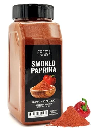 Fresh Finest Smoked Paprika – 14.10 oz Smoked Paprika Powder – Premium Paprika Seasoning for Cooking, Meat Rubs, Marinades, Sauces, Goulash – No Preservatives and Fillers – Rich and Intense Flavor