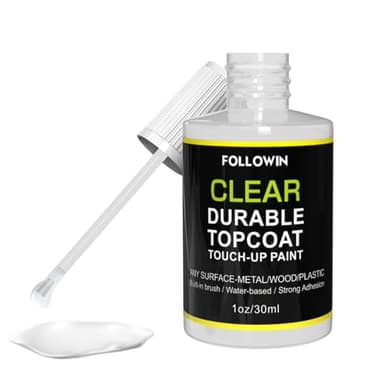 FOLLOWIN Automotive Clear Coat,Gloss Clear Finished Car Touch Up Paint,Use on Exterior & Interior Multi-Surface,Water Based Topcoat for Metal,Wood,Wall 1oz/30ml