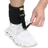Tenbon Ankle Support Drop Foot Brace Orthosis - Comfort Cushioned Adjustable Wrap Compression For Improved Walking Gait, Prevents Cramps Ankle Sprains (Black)