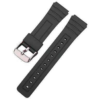 Hijiawee Replacement Band for Casio F-84/F-91W/F-94/F-105/A158/A168, Soft PU Watch Strap for Casio A158 Series (Black)