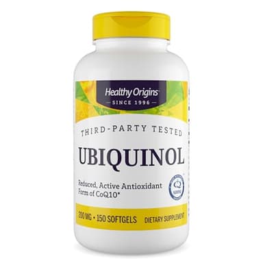 Healthy Origins Ubiquinol (Active Form of CoQ10), 200 mg - Kaneka Ubiquinol Supplements for Heart Health & Antioxidant Support - Gluten-Free & Non-GMO Supplement - 150 Softgels