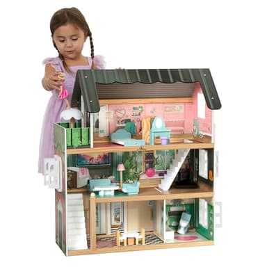 Delta Children South Beach Dollhouse - 3-Story Dollhouse with 4 Rooms - Includes 16 Accessories - Fits 5-inch Dolls - Pretend Play Dream Gift for Ages 3+