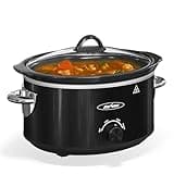 Sunvivi Small Slow Cooker 4QT, Mini Food Warmer with 3 Heating Settings, Removable Ceramic Pot, Dishwasher Safe Glass Lid, Stainless Steel, Black