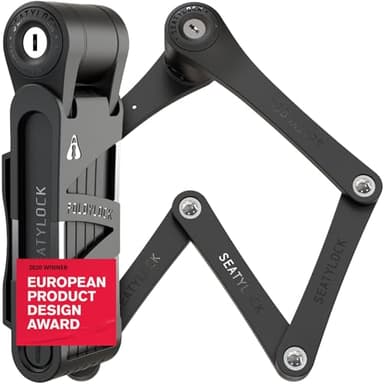 Seatylock FoldyLock Compact Folding Bike Lock - Award Winning Patented Lightweight High Security Bicycle Lock - Heavy Duty Anti Theft Smart Secure Guard with Keys & Case for Bikes or Scooters