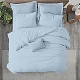 Kotton Culture 600 Thread Count 100% Egyptian Cotton Premium Duvet Cover Only - Breathable All Season Comforter Cover with Zipper Closure & Corner Ties Sateen Weave (Sky Blue, Queen/Full)