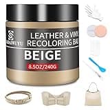 Leather Recoloring Balm,8.5oz Leather Color Restorer,Beige Leather Repair kit for Furniture and Car Interior,Leather Couch Scratch Repair,Leather Dye Paint for Faded,Cracked and Damaged Leather