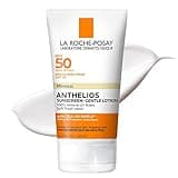 La Roche-Posay Anthelios Mineral Sunscreen SPF 50 Gentle Lotion, Broad Spectrum SPF + Antioxidants, Face & Body Sunscreen, Titanium Dioxide & Zinc Oxide, Oxybenzone Free, Oil Free