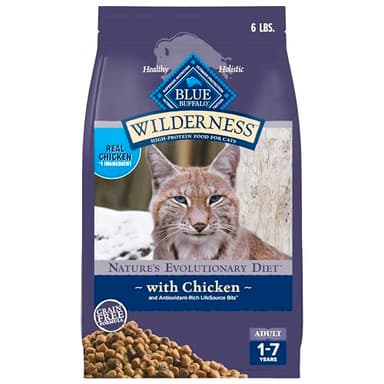 Blue Buffalo Wilderness Nature's Evolutionary Diet High-Protein, Grain-Free Natural Dry Food for Adult Cats, Chicken, 6-lb. Bag