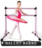 Ammana Trade New&Improved 4 Ft Steel Double Ballet Barre with Carry Bag and Beginner Guide,Adjustable&Portable ballet barre for home and gym,Quality Ballet bar anti-wobble,stretching dance bar(Pink)