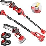 Avhrit 2-IN-1 Cordless Pole Saw & Mini Chainsaw, 2x4.0Ah Battery Powered 6 Inch Electric Pole Saw with Auto Oiling & Tool-Free Chain Tension, 15.2-Foot MAX & Multi-Angle Pole Saw for Tree Trimming