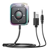JOYROOM Bluetooth 5.4 AUX Car Adapter[2025 Upgrade] [Stronger Dual Mics& Noise Cancellation] [Multifunction Button& Plug-and-Play] Bluetooth Receiver for Car Music/Hands-Free Calls/Stereo Audio, Black