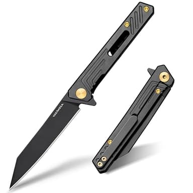 VALHALLA Slim EDC Pocket Knife, 2.98'' D2 Steel Reverse Tanto Folding Knife, Compact Work Knife, Pocket Knife For Men with Clip, Frame Lock, Gift For Men Women