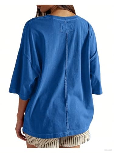 Boxy Tee Shirts for Women Cotton Soft Lightweight Casual Workout Top Blouse