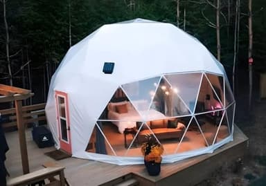 Domespaces Geodesic Dome DSX6300 with 2 Vents, Double Sided Insulated Liner,Skylight, 2 portholes, Door and Frame. Glamping Dome for Outdoor Enthusiasts