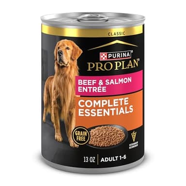Purina Pro Plan Dog Food Grain Free, Classic Beef and Salmon Entrée - (Pack of 12) 13 oz. Cans