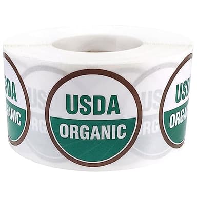 USDA Organic Labels 1 1/2 Inch Round Circle Dots 500 Adhesive Stickers