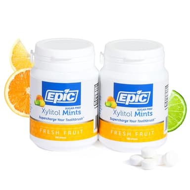 Epic 100% Xylitol Mints - Aspartame Free, Sugar Free - Fresh Fruit Flavored Mints, 180 Pieces (Pack of 2)