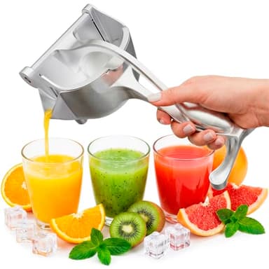 Hand Juicer Squeezer - Aluminum Lemon Squeezer for Effortless Juice Extraction - Manual Hand Press Juicer for Lemon, Orange, Lime, Grapefruit & Pomegranate, Durable Ergonomic Handle, Easy Clean Design