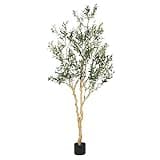 Realead Faux Olive Tree 7ft - Realistic Tall Silk Olive Trees Artificial Indoor Decor - Large Potted Fake Olive Tree with Branches and Fruits - Artificial Olive Trees for Home Office Decor Indoor