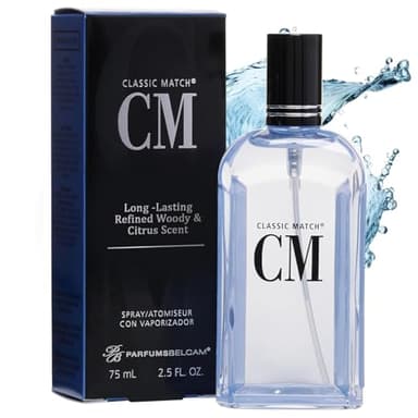 PB ParfumsBelcam Classic Match CM Eau de Toilette Spray for Men – Fresh Woody Citrus Fragrance with Bergamot, Grapefruit & Sage – Clean Modern Men’s Cologne, Everyday Signature Scent, 2.5 Fl Oz