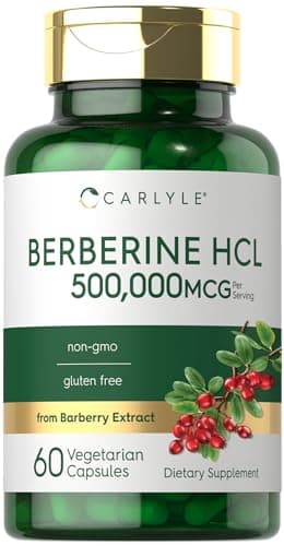 Carlyle Berberine HCL Supplement | 500,000mcg | 60 Capsules | Vegetarian, Non-GMO, Gluten Free